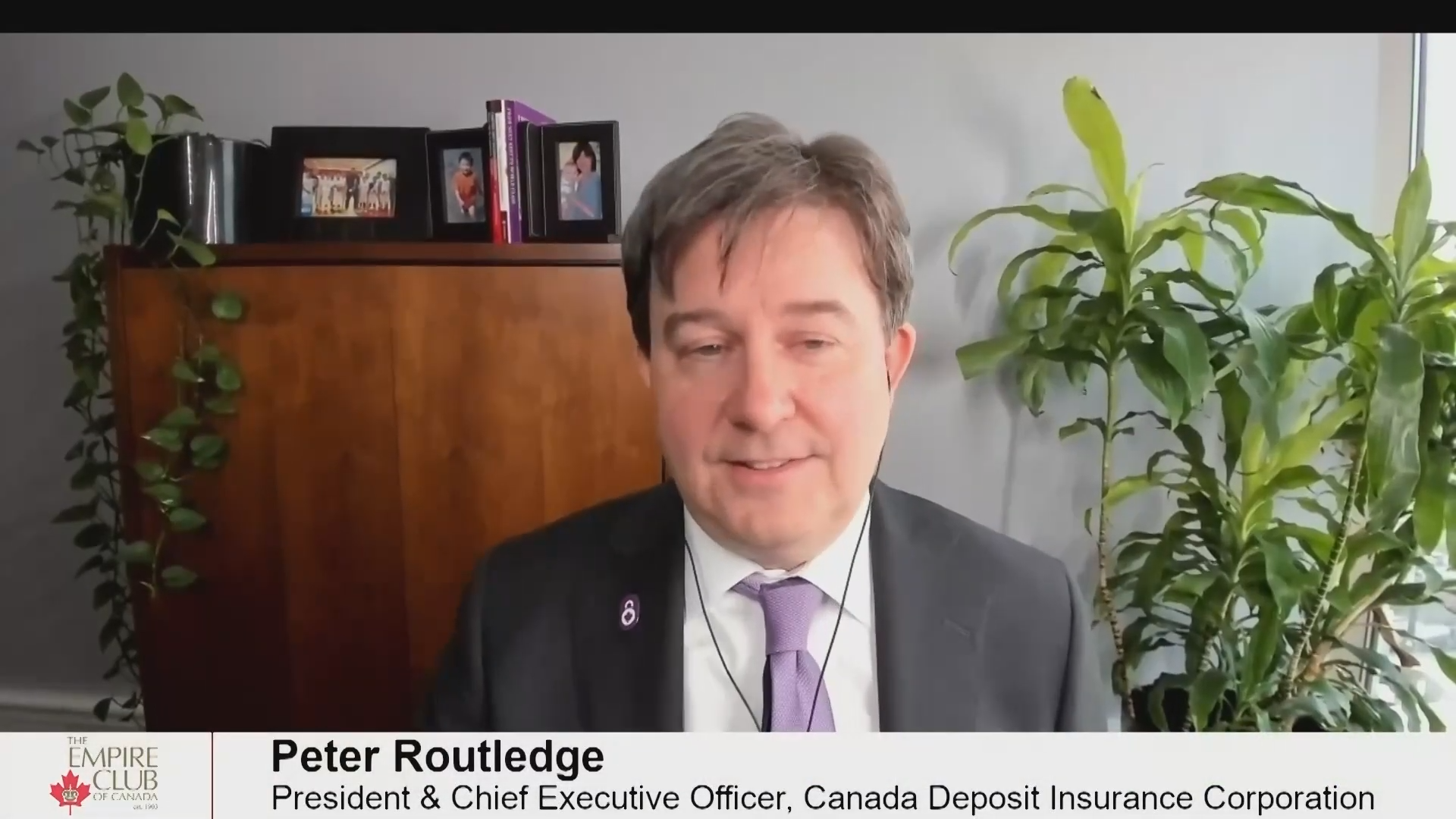 Peter Routledge, President and CEO, Canada Deposit Insurance Corporation speaking in a virtual event