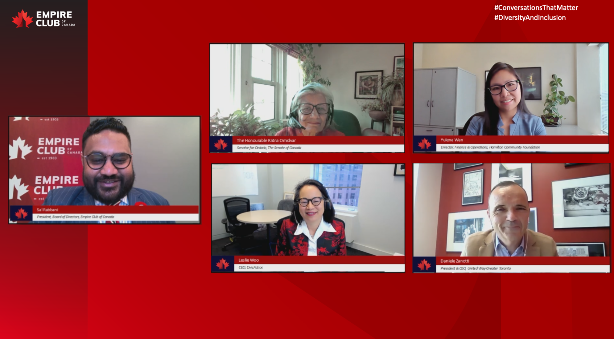 Five panelilists participating at a virtual panel discussion